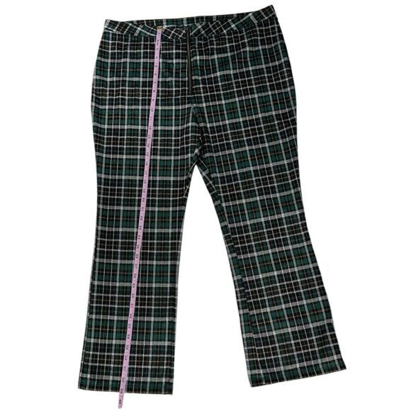 BP Women's 1X NWOT Pants Green Julia Plaid Flare O-Ring Zip High Rise - Picture 8 of 14